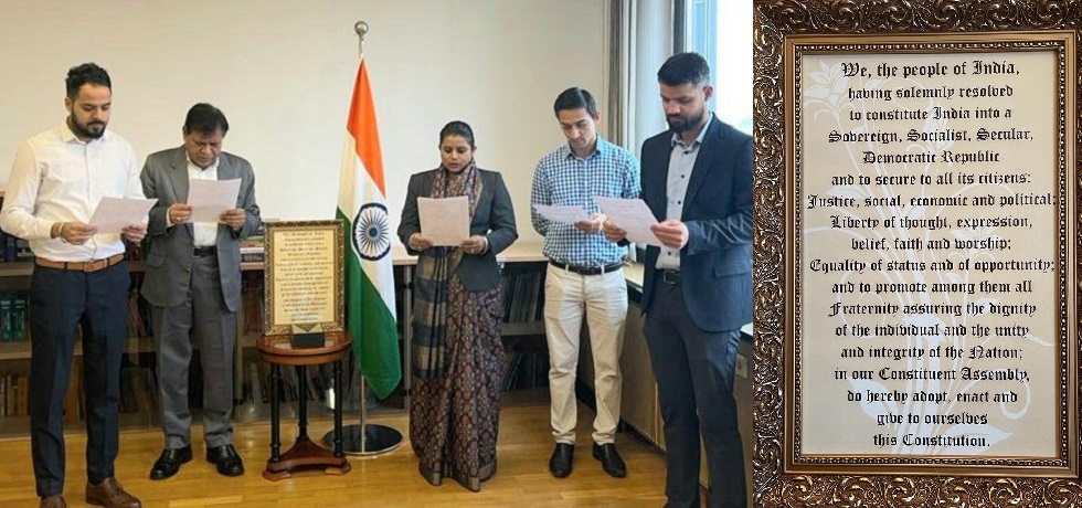 Embassy officials led by Ambassador Namrata S. Kumar read out India’s Constitution as the Embassy observed Constitution Day on 26 November 2022. 